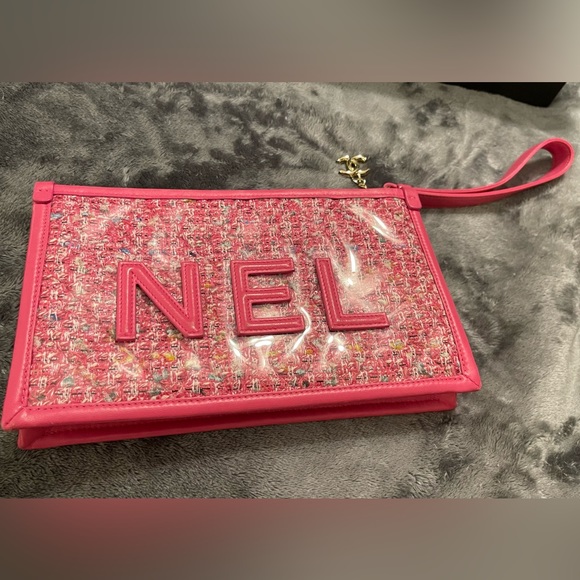CHANEL PINK CHA - NEL WRISTLET/CLUTCH - Picture 6 of 11